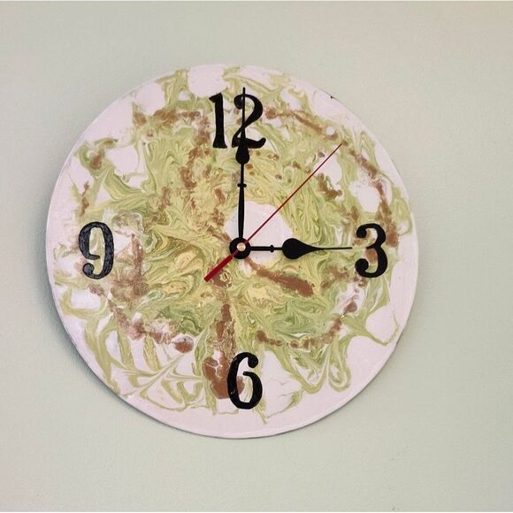 Wall Clock Analog Hand Crafted Vintage Vinyl Record Hanging Fluid Art Wall Decor - Picture 1 of 12